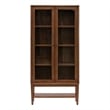 Mid-Century Modern Wood Dining Display Cabinet Kitchen Storage Brown