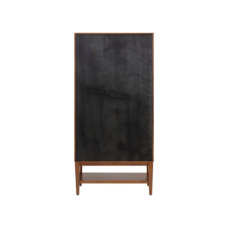 Mid-Century Modern Wood Dining Display Cabinet Kitchen Storage Brown