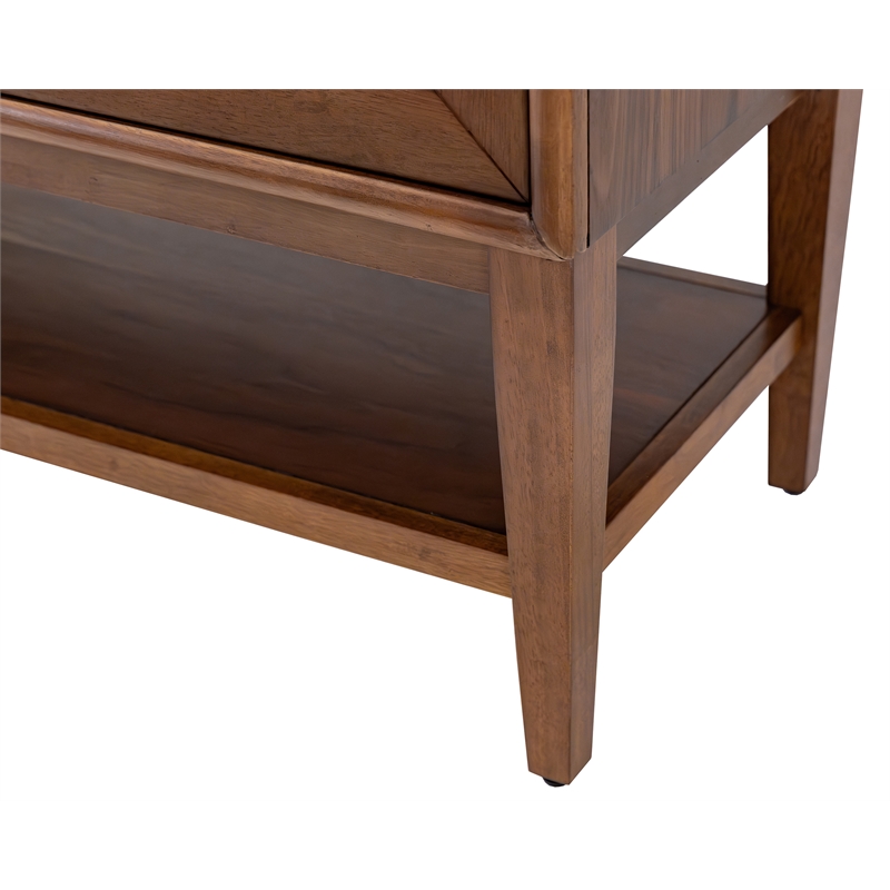 Mid-Century Modern Wood Dining Display Cabinet Kitchen Storage Brown