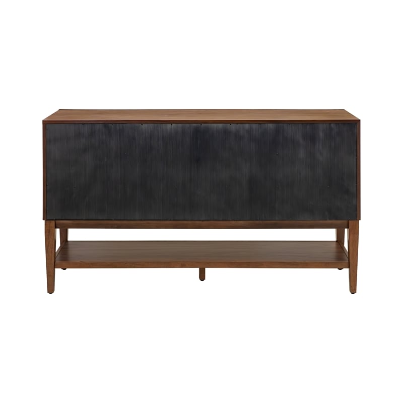 Mid-Century Modern Wood Sideboard Dining Storage Fully Assembled Brown