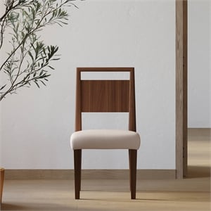 Two Wood Mid-Century Modern Kitchen Table Chairs Dining Seats Brown