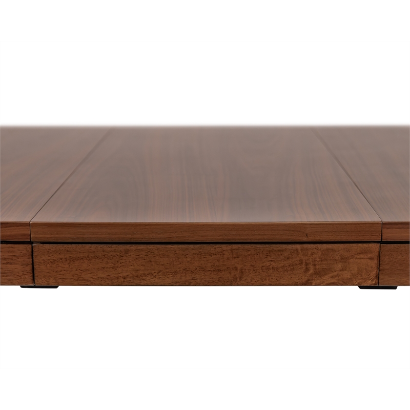 Mid-Century Modern Wood Kitchen Dining Table With Extension Leaf Brown