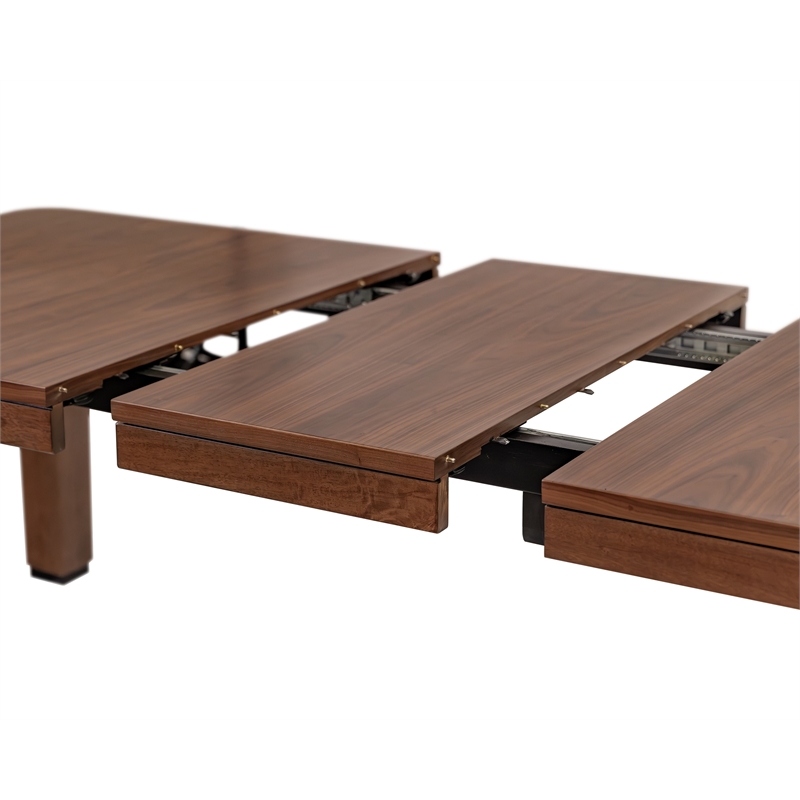 Mid-Century Modern Wood Kitchen Dining Table With Extension Leaf Brown