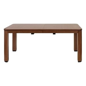 Mid-Century Modern Wood Kitchen Dining Table With Extension Leaf Brown