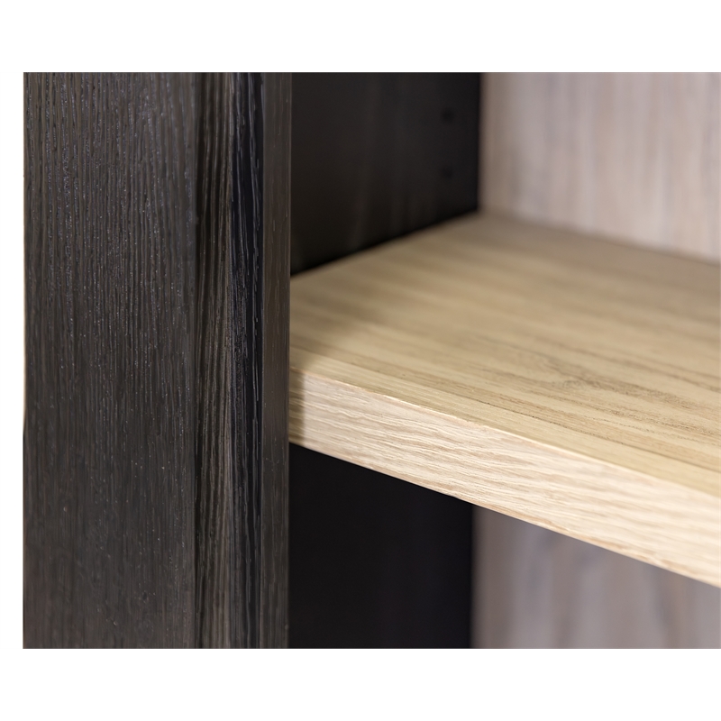 Three 8' Tall Bookcase Wall With Ladder Black