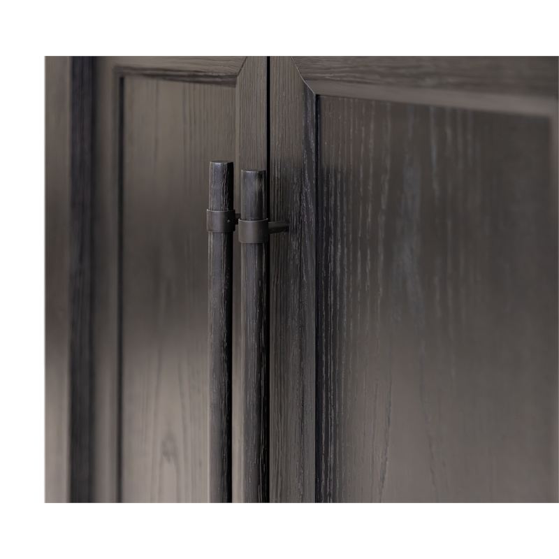 Three 8' Tall Bookcase Wall With Ladder Black
