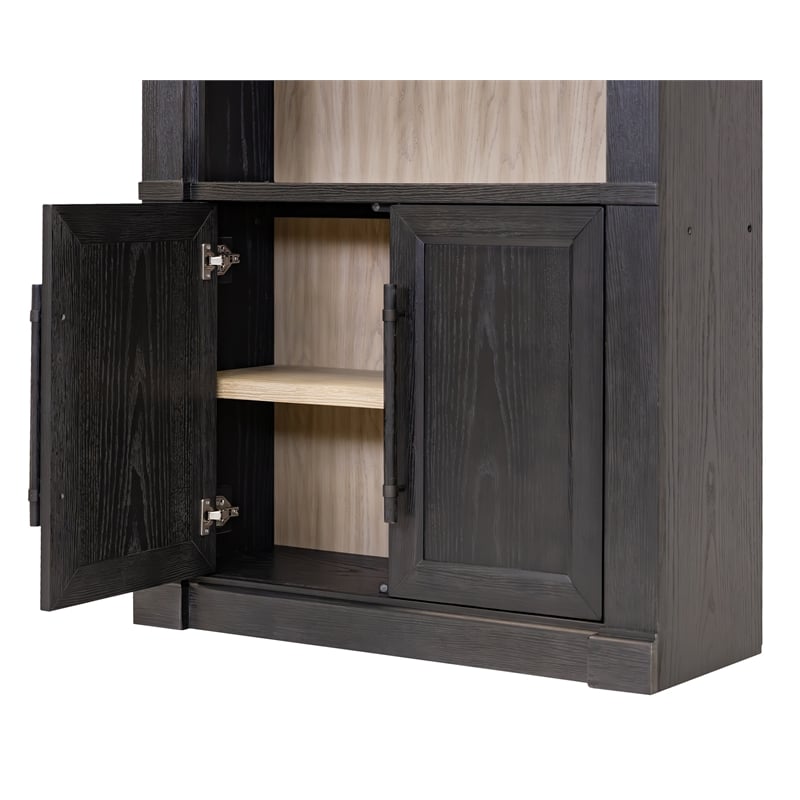 Three 8' Tall Bookcase Wall With Ladder Black