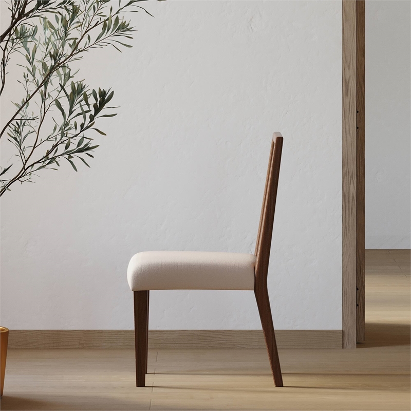 Mid-Century Modern Wood Kitchen Dining Table with 8 Chairs Brown