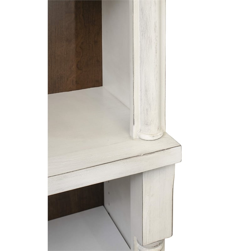 Rustic Open 8' Wood Bookcase Storage Cabinet White