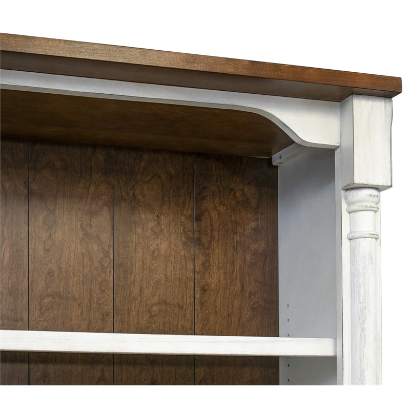 Rustic Open 8' Wood Bookcase Storage Cabinet White