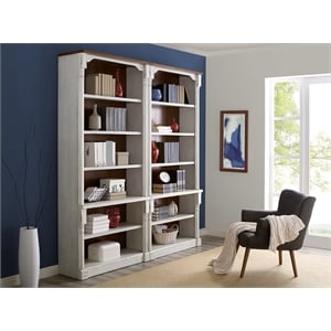 Two Rustic Open 8' Wood Bookcases Storage Cabinet Bookcase Wall White