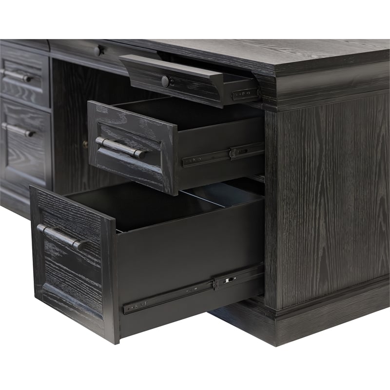Traditional Wood Executive Desk Storage Office Credenza Fully Assembled Black