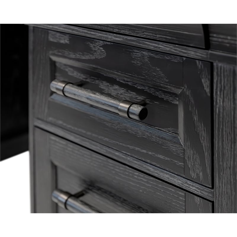 Traditional Wood Executive Desk Storage Office Credenza Fully Assembled Black