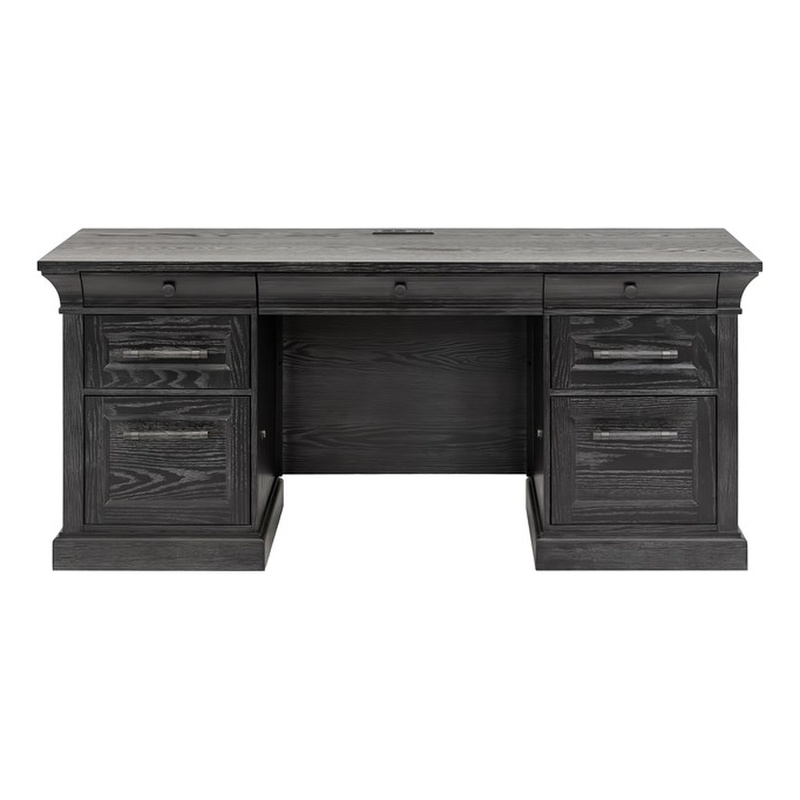 Traditional Wood Executive Desk Storage Office Credenza Fully Assembled Black