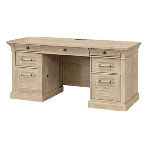 Traditional Wood Executive Desk Storage Office Credenza Fully Assembled Brown