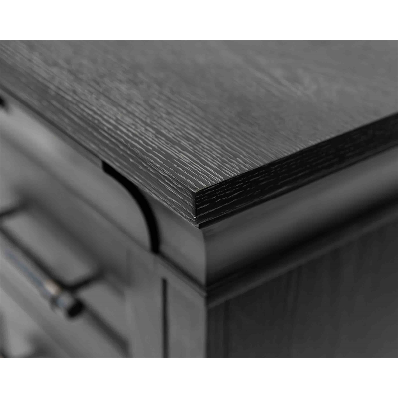 Traditional Executive Wood Double Pedestal L-Desk Corner Desk Office Table Black