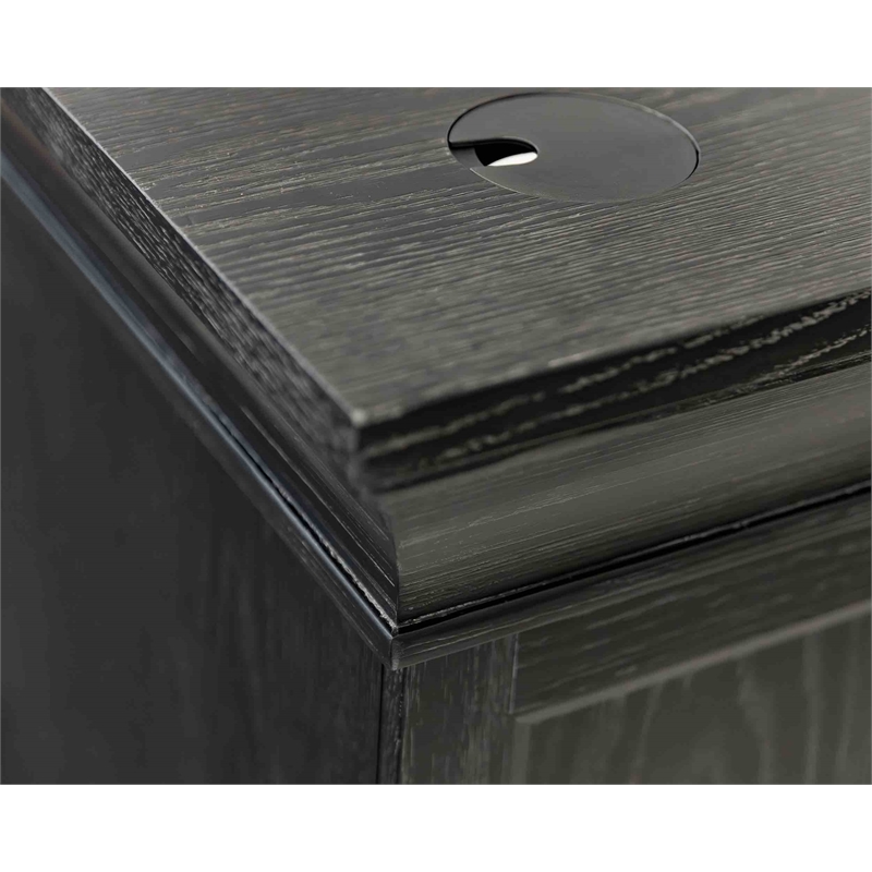 Traditional Executive Wood Double Pedestal L-Desk Corner Desk Office Table Black
