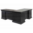 Traditional Executive Wood Double Pedestal L-Desk Corner Desk Office Table Black