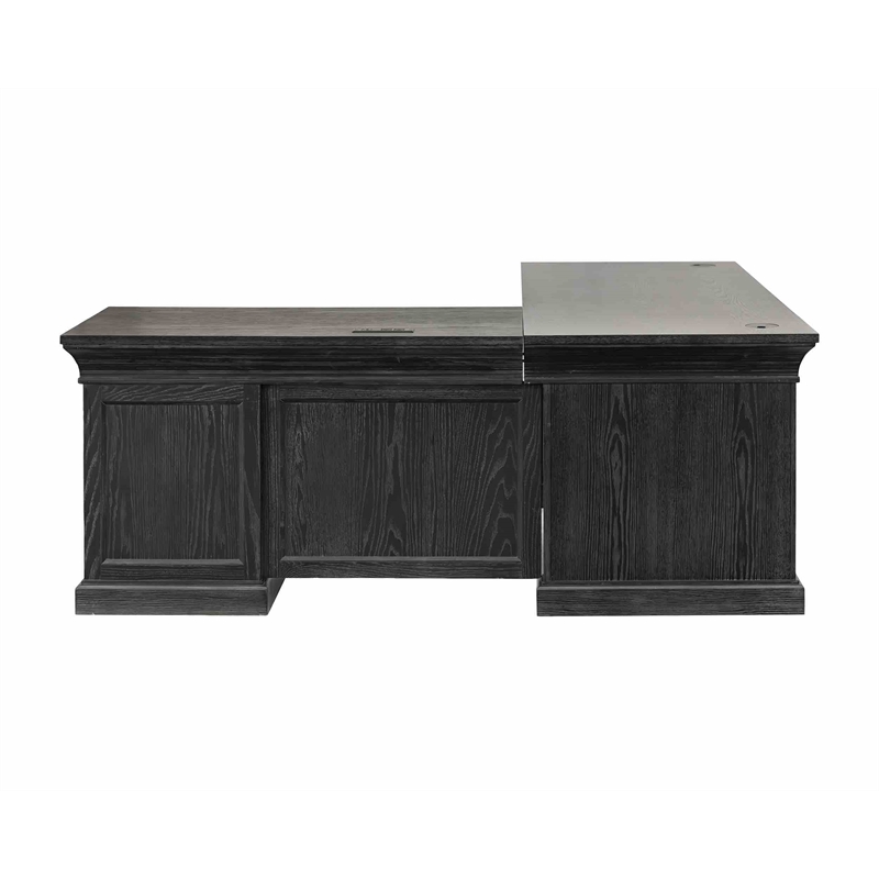 Traditional Executive Wood Double Pedestal L-Desk Corner Desk Office Table Black