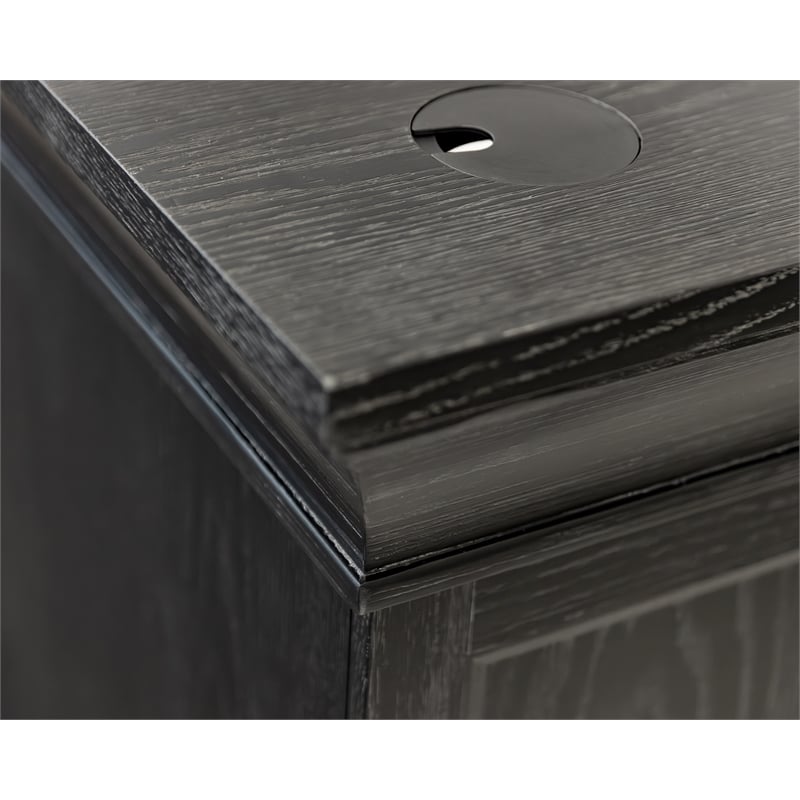 Traditional Executive Wood Double Pedestal L-Desk Corner Desk Office Table Black