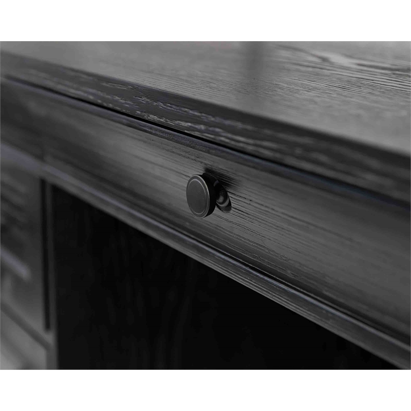 Traditional Executive Wood Double Pedestal L-Desk Corner Desk Office Table Black