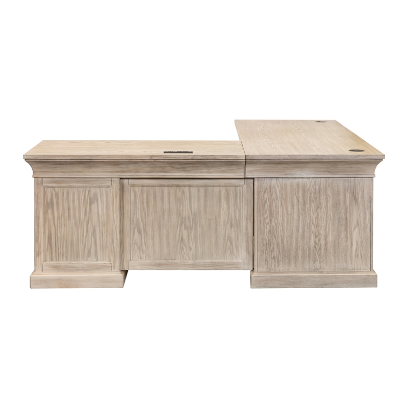 Traditional Executive Wood Double Pedestal L-Desk Corner Desk Office Table Brown