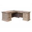 Traditional Executive Wood Double Pedestal L-Desk Corner Desk Office Table Brown