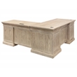 Traditional Executive Wood Double Pedestal L-Desk Corner Desk Office Table Brown