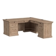 Traditional Executive Wood Double Pedestal L-Desk Corner Desk Office Table Brown