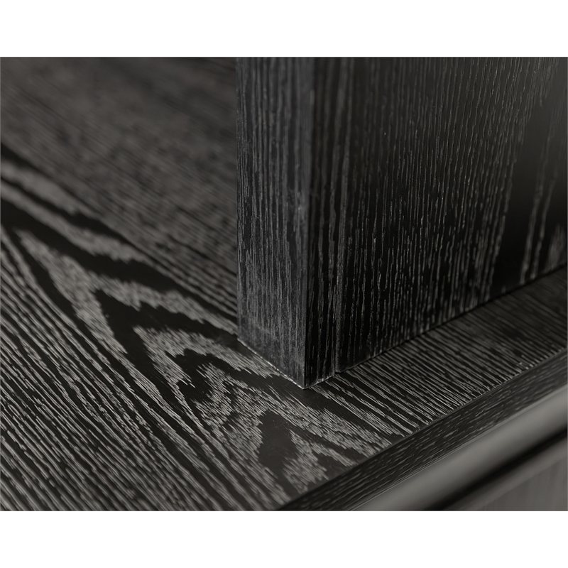 Traditional Wood Executive Desk Office Storage Hutch with Doors Black