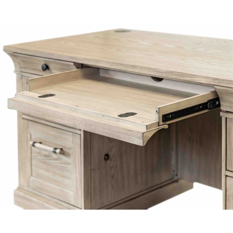 Traditional Wood Executive Desk Office Storage Hutch with Doors Brown