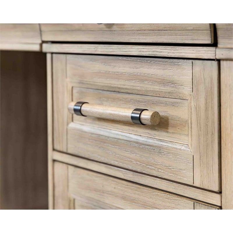 Traditional Wood Executive Desk Office Storage Hutch with Doors Brown