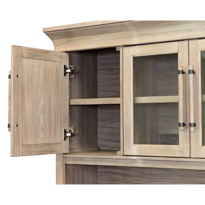Traditional Wood Executive Desk Office Storage Hutch with Doors Brown