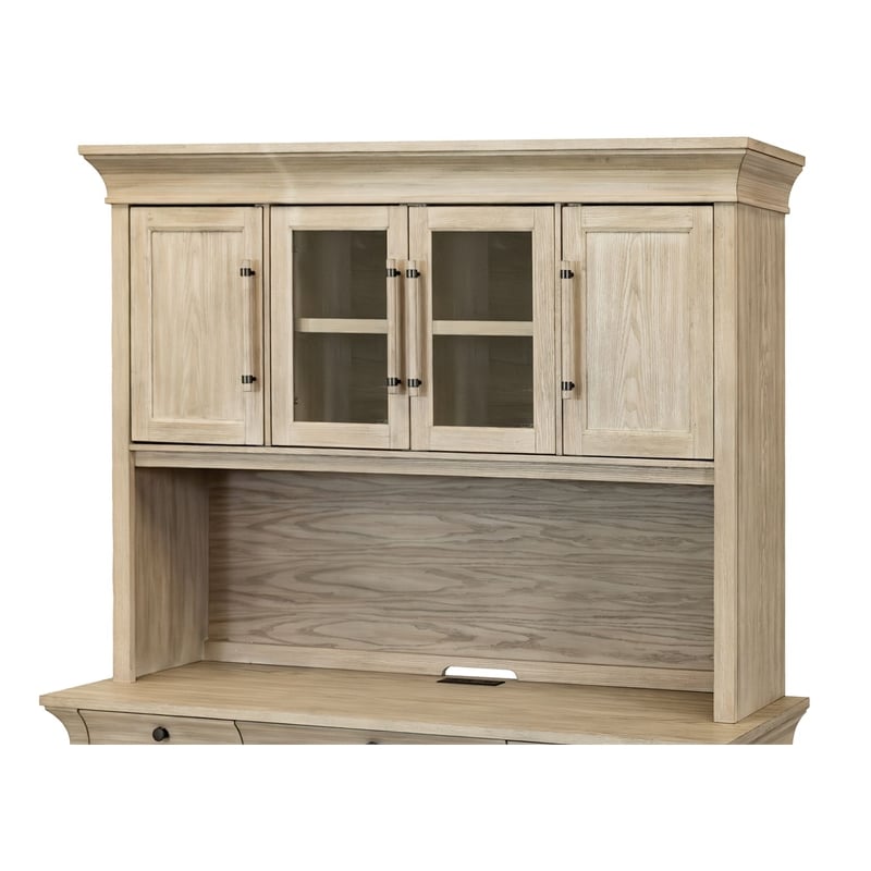 Traditional Wood Executive Desk Office Storage Hutch with Doors Brown