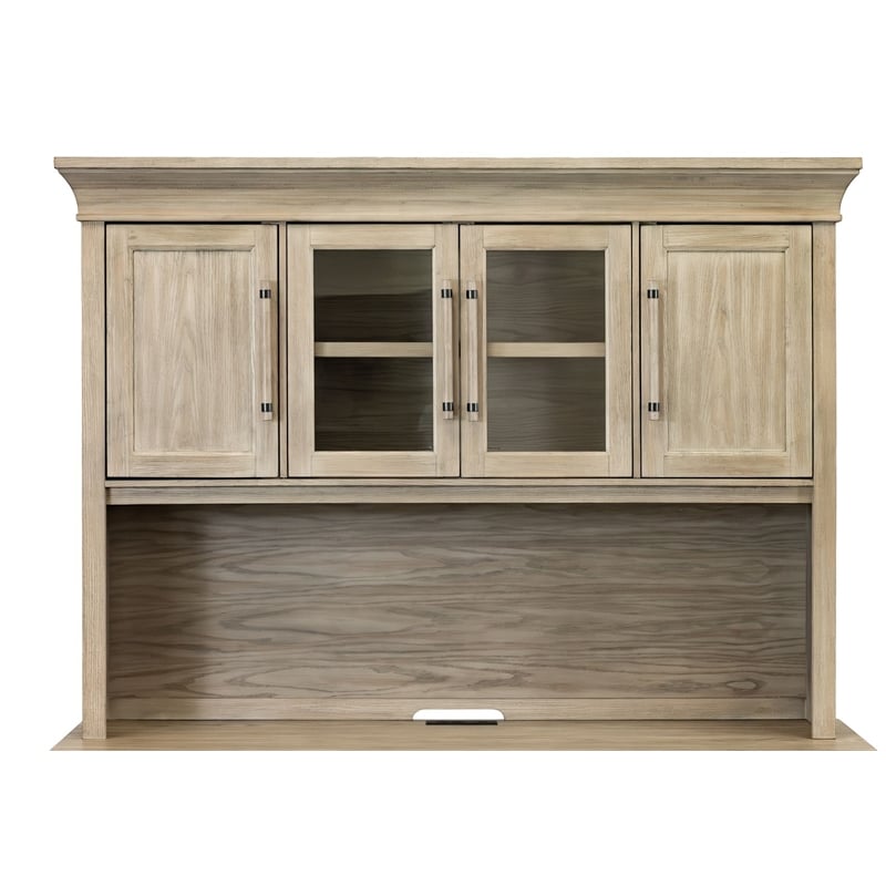Traditional Wood Executive Desk Office Storage Hutch with Doors Brown