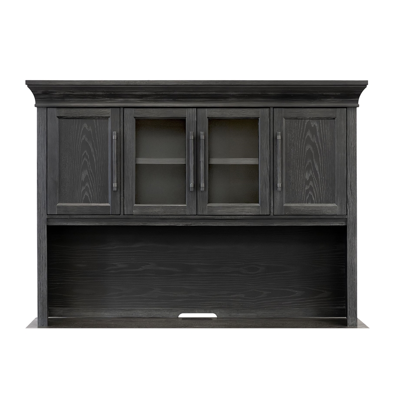 Traditional Wood Executive Hutch With Doors Office Storage Fully Assembled Black