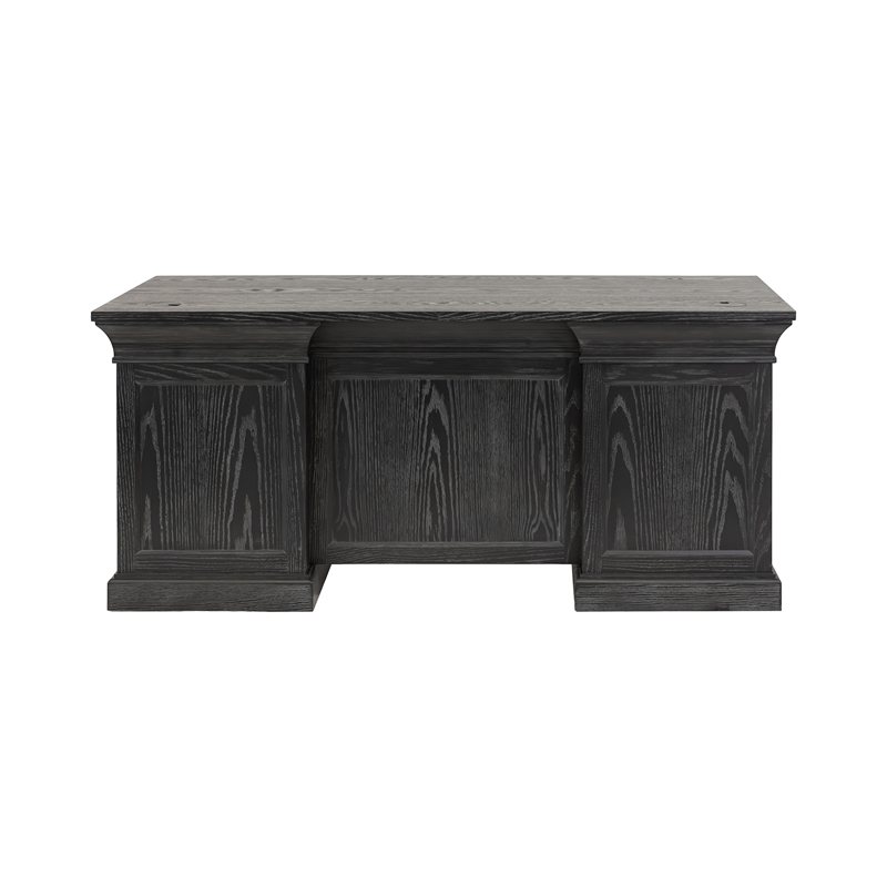 Traditional Wood Double Pedestal Desk Fully Assembled Black