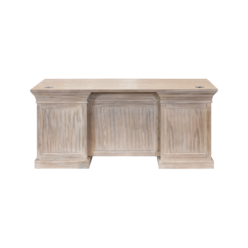 Traditional Wood Double Pedestal Desk Fully Assembled Brown