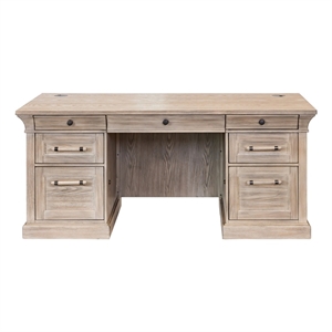 Traditional Wood Double Pedestal Desk Fully Assembled Brown