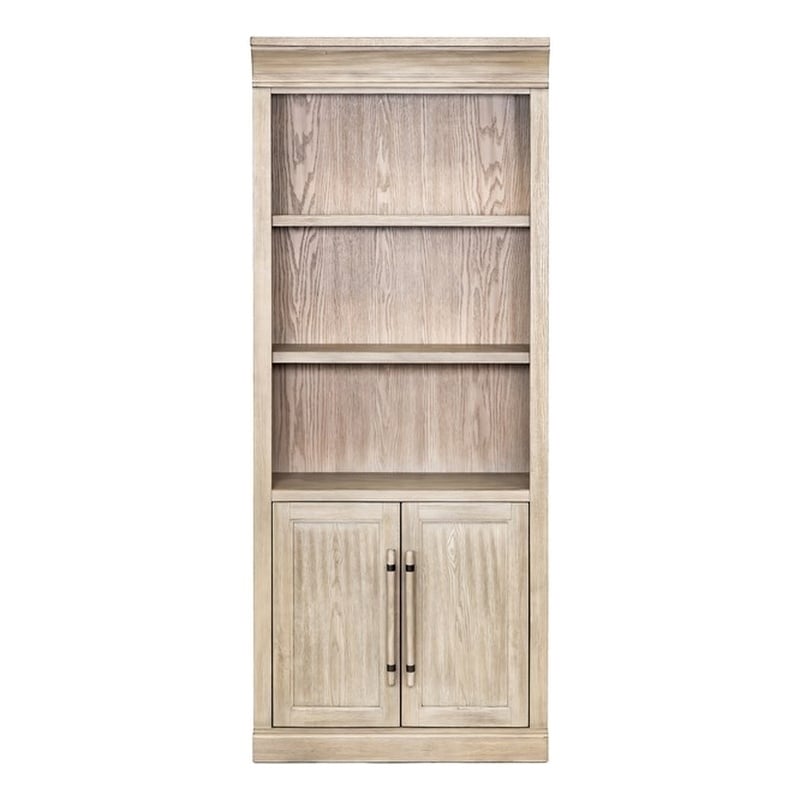 Traditional Wood Bookcase with Doors Office Storage Fully Assembled Brown