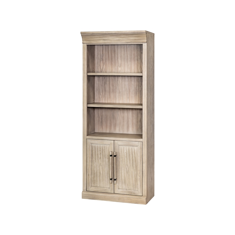 Traditional Wood Bookcase with Doors Office Storage Fully Assembled Brown