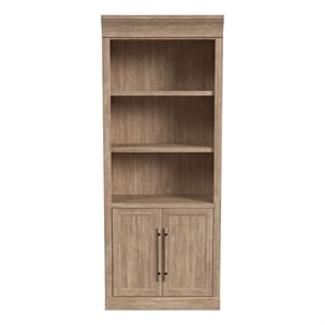 Traditional Wood Bookcase with Doors Office Storage Fully Assembled Brown