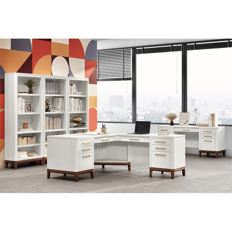 Contemporary Laminate Wood Open Bookcase Fully Assembled White