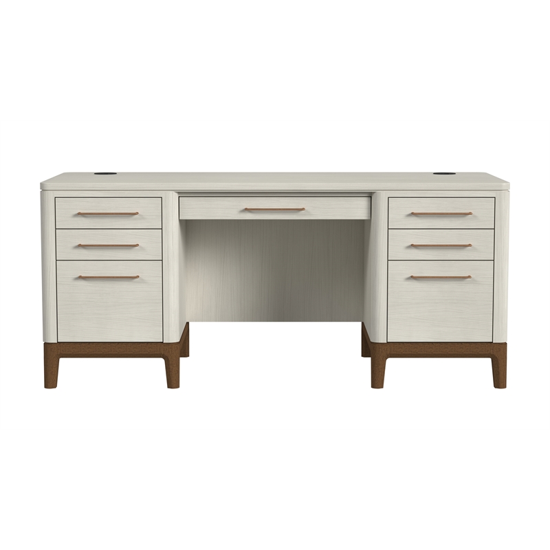 Contemporary Laminate Wood Double Pedestal Executive Desk Fully Assembled White