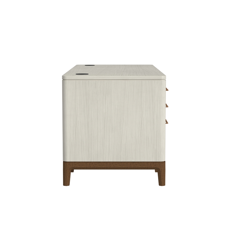 Contemporary Laminate Wood Double Pedestal Executive Desk Fully Assembled White