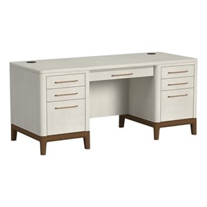 Contemporary Laminate Wood Double Pedestal Executive Desk Fully Assembled White