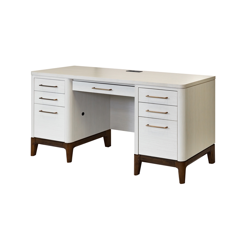 Contemporary Laminate Wood Office Desk & Hutch White