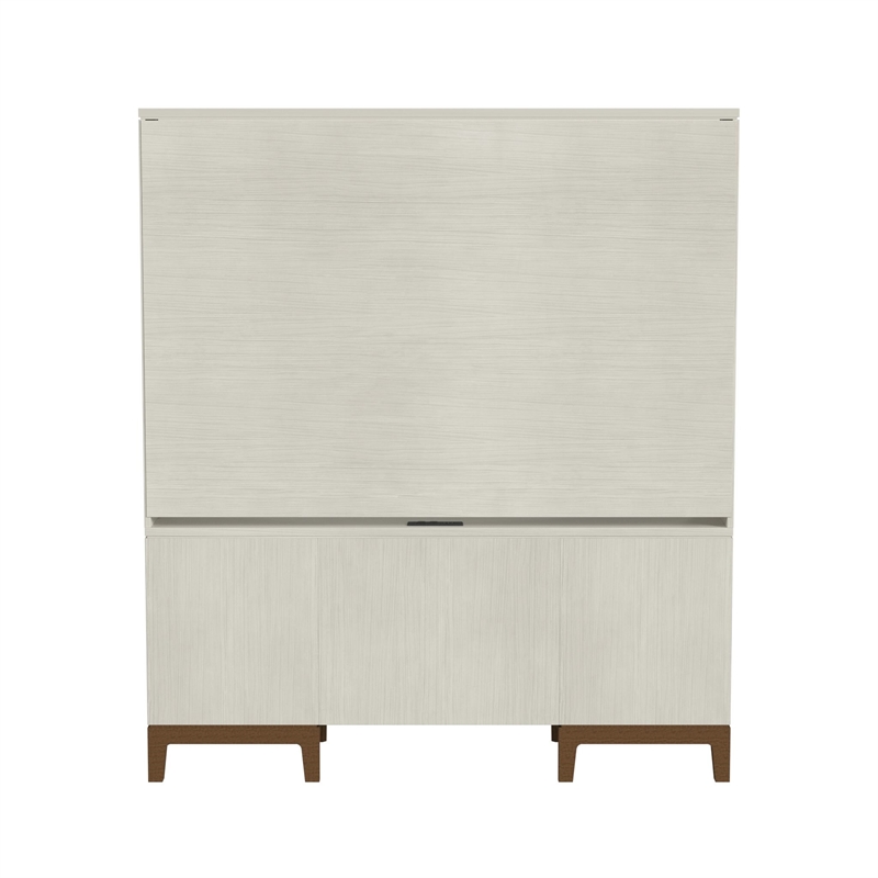 Contemporary Laminate Wood Office Desk & Hutch White