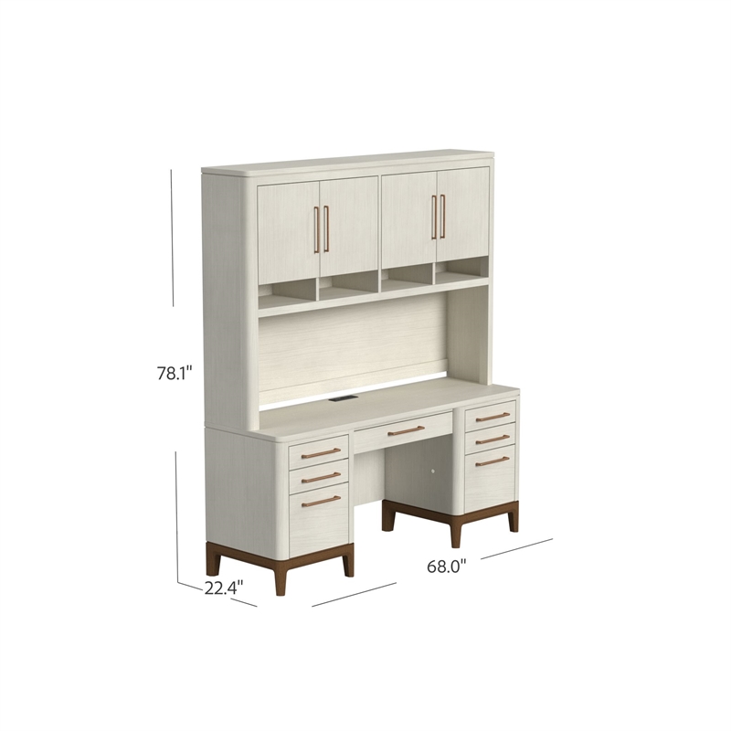 Contemporary Laminate Wood Office Desk & Hutch White