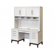 Contemporary Laminate Wood Office Desk & Hutch White